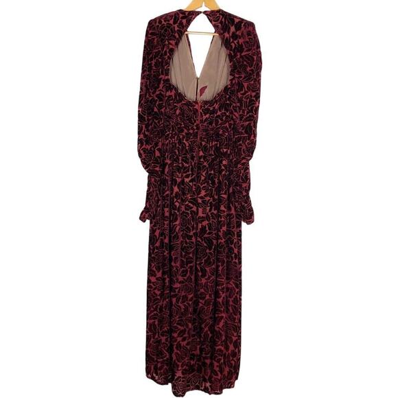 Bronx and Banco Velvet Gown Floral  Open Back Maxi XL - Picture 5 of 14